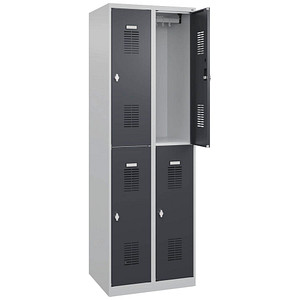 CP Spind Basic Plus anthrazitgrau, lichtgrau 088355-20-S10001, 4 Schließfächer 60,0 x 50,0 x 185,0 cm