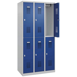 CP Spind Basic Plus enzianblau, lichtgrau 088355-30-S10000, 6 Schließfächer 90,0 x 50,0 x 185,0 cm
