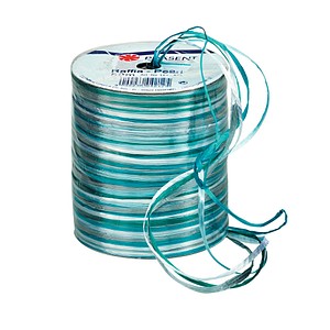 PRÄSENT Geschenkband Raffia Pearl glänzend blau/türkis/grün 3,0 mm x 50,0 m