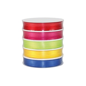 PRÄSENT Geschenkband SATIN satiniert rot/pink/hellgrün/gelb/blau 10,0 mm x 5x 3,0 m