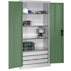 CP Stahlschrank 8921-503 lichtgrau, rededagrün 93,0 x 50,0 x 195,0 cm, aufgebaut