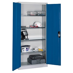 CP Stahlschrank 8920-052 lichtgrau, enzianblau 93,0 x 40,0 x 195,0 cm, aufgebaut