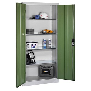 CP Stahlschrank 8920-052 lichtgrau, rededagrün 93,0 x 40,0 x 195,0 cm, aufgebaut