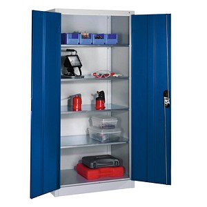 CP Stahlschrank 8921-052 lichtgrau, enzianblau 93,0 x 50,0 x 195,0 cm, aufgebaut