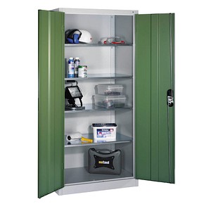 CP Stahlschrank 8921-052 lichtgrau, rededagrün 93,0 x 50,0 x 195,0 cm, aufgebaut