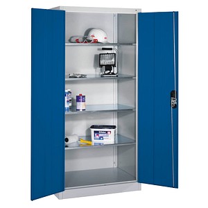 CP Stahlschrank 8922-052 lichtgrau, enzianblau 93,0 x 60,0 x 195,0 cm, aufgebaut