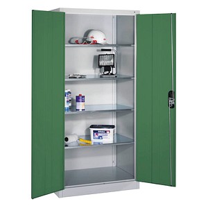CP Stahlschrank 8922-052 lichtgrau, rededagrün 93,0 x 60,0 x 195,0 cm, aufgebaut