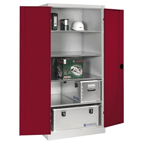 CP Stahlschrank 8924-052 lichtgrau, rubinrot 93,0 x 80,0 x 195,0 cm, aufgebaut