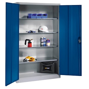 CP Stahlschrank 8931-052 lichtgrau, enzianblau 120,0 x 50,0 x 195,0 cm, aufgebaut