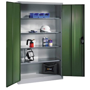 CP Stahlschrank 8931-052 lichtgrau, rededagrün 120,0 x 50,0 x 195,0 cm, aufgebaut