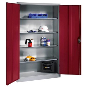 CP Stahlschrank 8931-052 lichtgrau, rubinrot 120,0 x 50,0 x 195,0 cm, aufgebaut