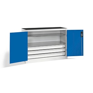 CP Stahlschrank 8831-5035 lichtgrau, enzianblau 120,0 x 50,0 x 100,0 cm, aufgebaut