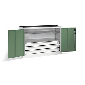 CP Stahlschrank 8831-5035 lichtgrau, rededagrün 120,0 x 50,0 x 100,0 cm, aufgebaut