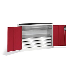 CP Stahlschrank 8831-5035 lichtgrau, rubinrot 120,0 x 50,0 x 100,0 cm, aufgebaut