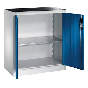 CP Stahlschrank 8820-000 lichtgrau, enzianblau 93,0 x 40,0 x 100,0 cm, aufgebaut