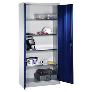 CP Stahlschrank 8920-00 lichtgrau, enzianblau 93,0 x 40,0 x 195,0 cm, aufgebaut