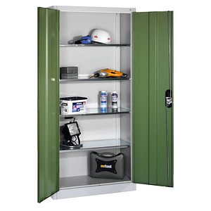 CP Stahlschrank 8920-00 lichtgrau, rededagrün 93,0 x 40,0 x 195,0 cm, aufgebaut