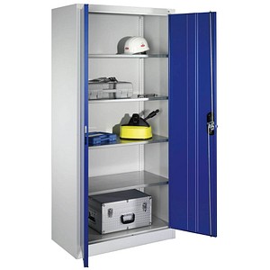 CP Stahlschrank 8921-00 lichtgrau, enzianblau 93,0 x 50,0 x 195,0 cm, aufgebaut