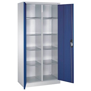 CP Stahlschrank 8921-311 lichtgrau, enzianblau 93,0 x 50,0 x 195,0 cm, aufgebaut