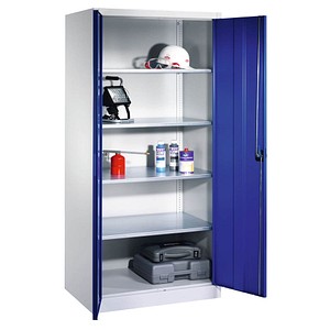 CP Stahlschrank 8922-00 lichtgrau, enzianblau 93,0 x 60,0 x 195,0 cm, aufgebaut