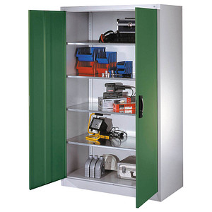 CP Stahlschrank 8932-00 lichtgrau, rededagrün 120,0 x 60,0 x 195,0 cm, aufgebaut
