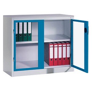 CP Stahlschrank 8821-055/1050-80 lichtgrau, lichtblau, Acrylglas 93,0 x 50,0 x 100,0 cm, aufgebaut