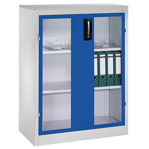 CP Stahlschrank 8521-055/1050-80 lichtgrau, lichtblau, Acrylglas 93,0 x 50,0 x 120,0 cm, aufgebaut