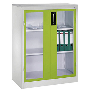 CP Stahlschrank 8521-055/1050-80 lichtgrau, viridingrün, Acrylglas 93,0 x 50,0 x 120,0 cm, aufgebaut