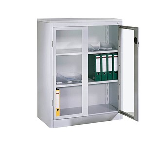 CP Stahlschrank 8531-055/1060-80 lichtgrau, Acrylglas 120,0 x 50,0 x 120,0 cm, aufgebaut