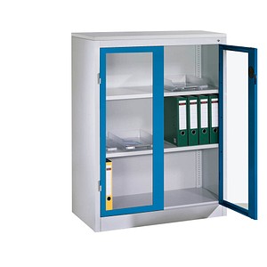 CP Stahlschrank 8531-055/1060-80 lichtgrau, lichtblau, Acrylglas 120,0 x 50,0 x 120,0 cm, aufgebaut