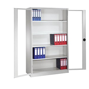 CP Stahlschrank 8930-055/9360-80 lichtgrau, Acrylglas 120,0 x 40,0 x 195,0 cm, aufgebaut
