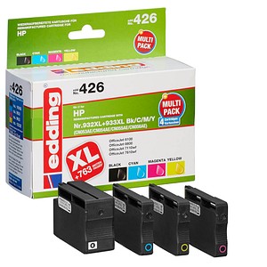 EDDING Tinte ersetzt HP 932XL, 933XL Kompatibel Kombi-Pack Schwarz, Cyan, Magen