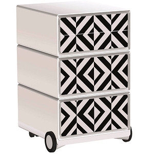 PAPERFLOW easyOffice Black & White Rollcontainer weiß, schwarz 4 Auszüge 39,0 x 43,6 x 64,2 cm