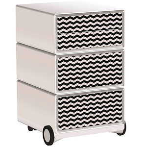 PAPERFLOW easyOffice Black & White Rollcontainer weiß, schwarz 4 Auszüge 39,0 x 43,6 x 64,2 cm