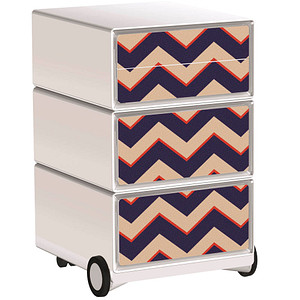 PAPERFLOW easyOffice Vintage Rollcontainer weiß, bunt 4 Auszüge 39,0 x 43,6 x 64,2 cm