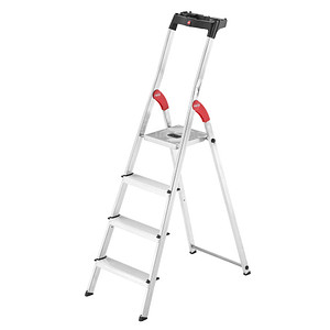 Alu-Sicherheits-Stehleiter L60 StandardLine, 4 Stufen, Rutschsichere Steckfüße