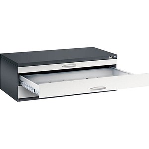 CP 7100 Planschrank schwarzgrau, lichtgrau 3 Schubladen 110,0 x 76,5 x 42,0 cm