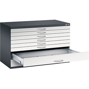 CP 7100 Planschrank schwarzgrau, lichtgrau 8 Schubladen 110,0 x 76,5 x 76,0 cm