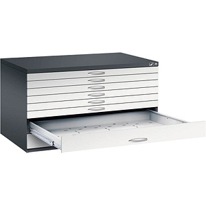CP 7200 Planschrank schwarzgrau, lichtgrau 8 Schubladen 135,0 x 96,0 x 76,0 cm