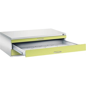 CP 7200 Planschrank lichtgrau, viridingrün 3 Schubladen 135,0 x 96,0 x 42,0 cm