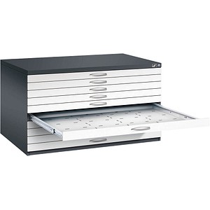 CP 7200 Planschrank schwarzgrau, verkehrsweiß 10 Schubladen 135,0 x 96,0 x 76,0 cm