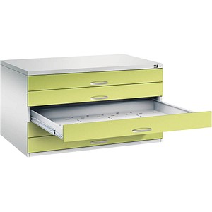 CP 7200 Planschrank lichtgrau, viridingrün 5 Schubladen 135,0 x 96,0 x 76,0 cm