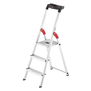 Alu-Sicherheits-Stehleiter L60 StandardLine, 3 Stufen, Rutschsichere Steckfüße