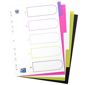 Oxford Kunststoff-Register myColour , A4, 5-teilig, blanko (61004808)