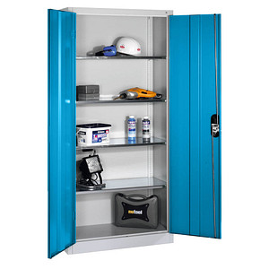 CP Stahlschrank 08920-00 S10096 lichtblau, lichtgrau 93,0 x 40,0 x 195,0 cm, aufgebaut