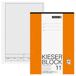 BRUNNEN Arbeitsblock Kieserblock 11 DIN A4 kariert mit Rand Lineatur 11