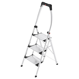 HAILO Komfort-Klapp-Tritt,Alu,H 0,74m,3 Stufen,mit Ablageschale