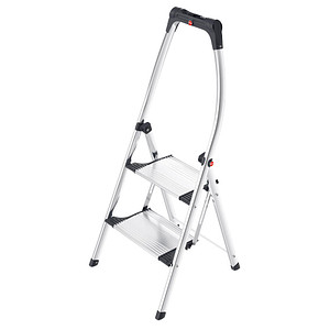 HAILO Komfort-Klapp-Tritt,Alu,H 0,49m,2 Stufen,mit Ablageschale