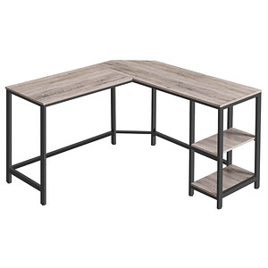 VASAGLE Schreibtisch greige L-Form, 8-Fuß-Gestell schwarz 88,0 / 138,0 x 49,0 cm