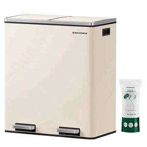 SONGMICS Mülltrenner 2 x 30,0 l cremeweiß